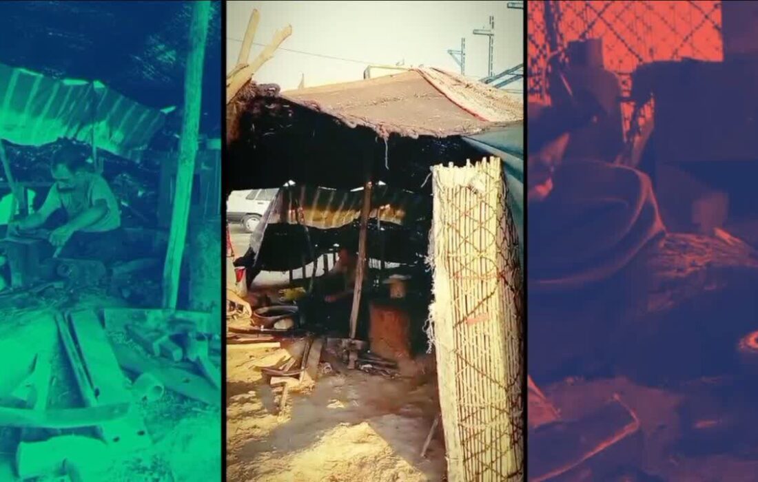 «سیاه‌چادر» کارگاه یک آهنگر در شهرستان رومشکان